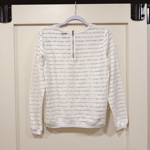 Cream long sleeve lace stripe shirt - Picture 4 of 5